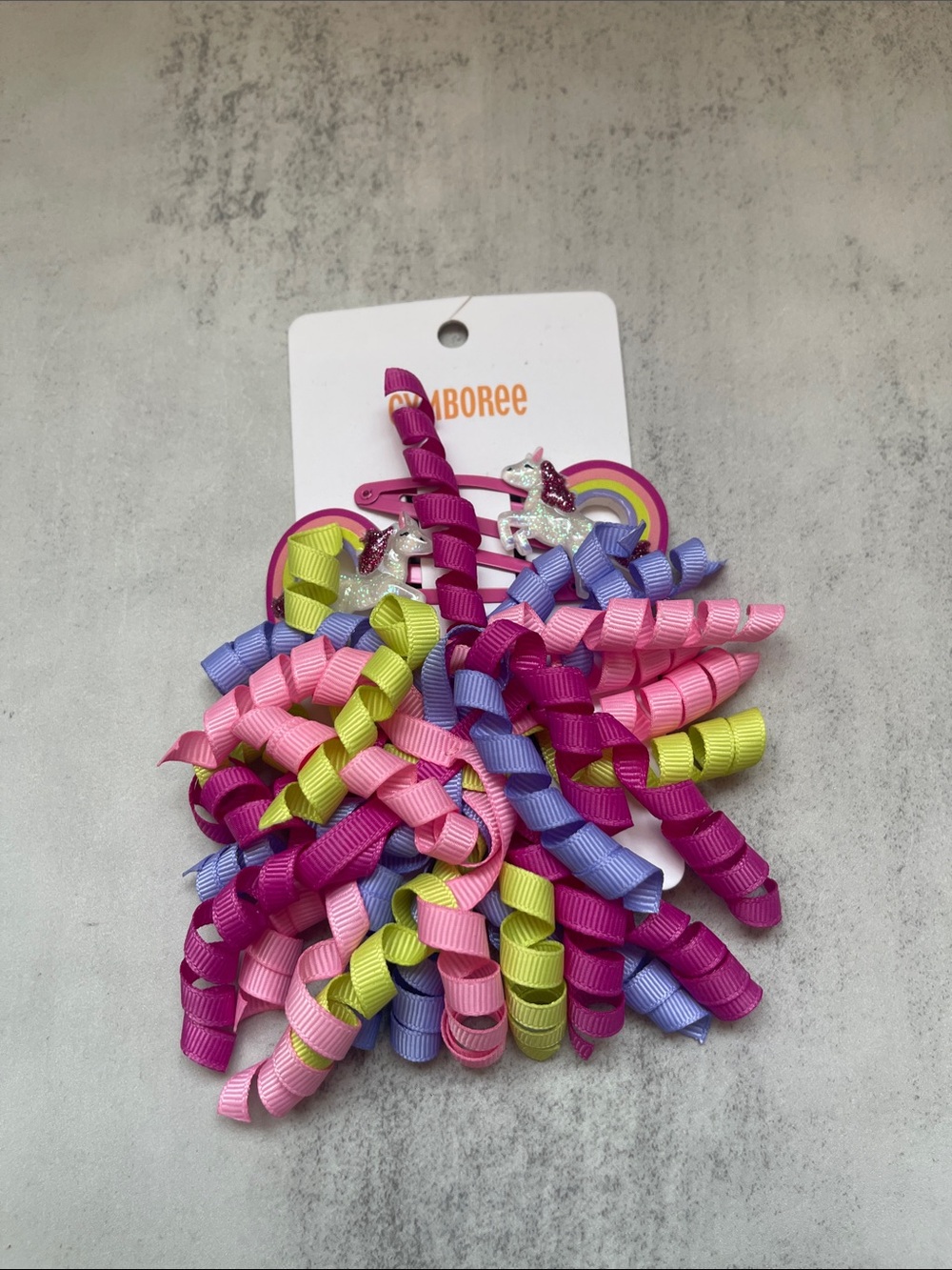 Gymboree Pink Purple Lime Lavender Korker Ribbon Hair Clips Set